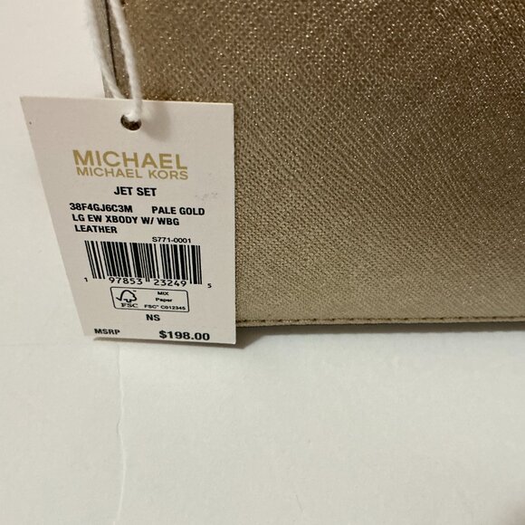 MICHAEL KORS Jet Set Large EW Crossbody Pale Gold Leather - Picture 7 of 7